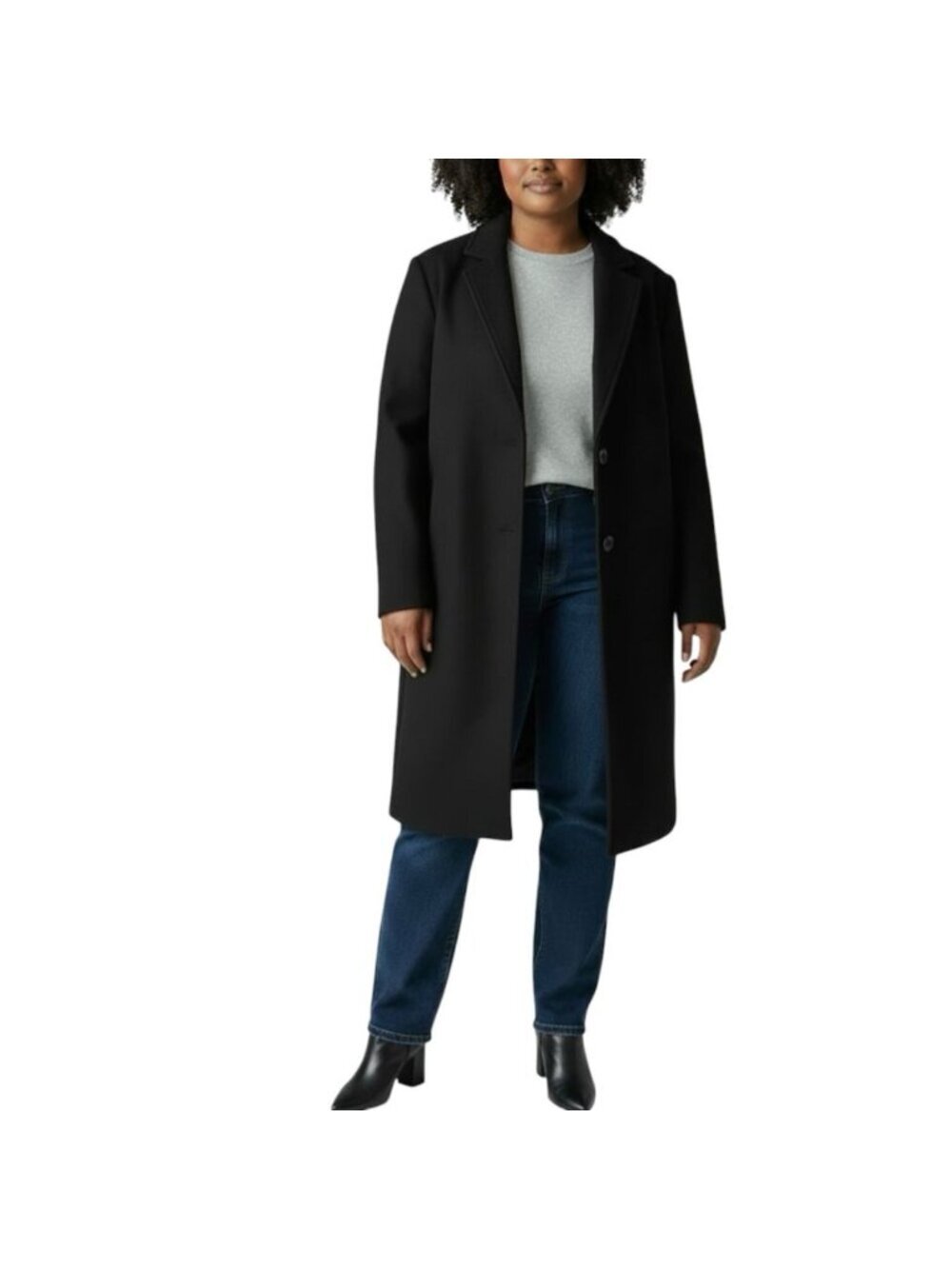 Fashion Women’s Black Wool Blend Winter Over Coat XL Long Classic Elegant NWT